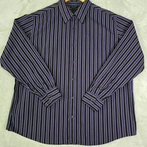 Axcess Mens XXL‎ Purple Black Striped Long Sleeve Button Down Dress Shirt